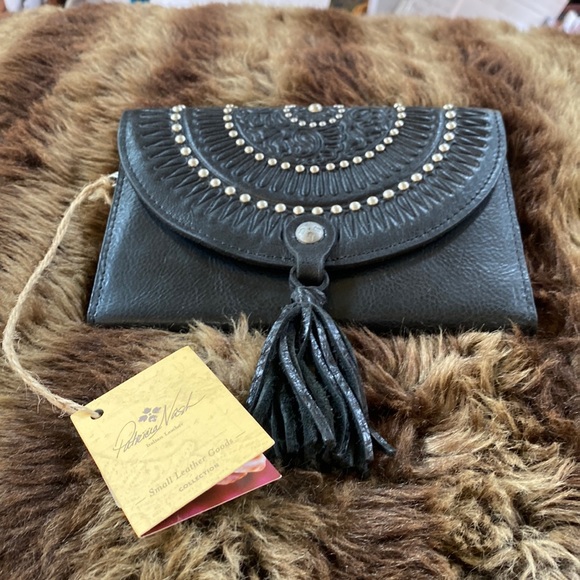 Patricia Nash Black Leather Wallet with Tassel - Picture 1 of 7